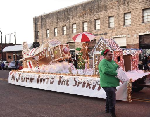 Frederick’s annual Christmas parade is scheduled for Dec. 19, 2023. Last year’s theme was Gingerbread, with BancFirst winning first place in the float category. Kathleen Guill | Press-Leader