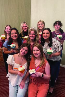 These Miss Frederick Contestants have put “the cherry on top” of their sundaes and will be competing on April 6 at 7:30 p.m. in the Historic Ramona Theater. Candidates are Camryn Fatjo, Marissa LaCourse in the front, Lexi Flores, Miss Frederick 2022 Amery Newton, and Camryn Ramirez in the middle, Alyssa Gipson, Timber Mefford, Gracye May, and Sadie Jensen in the back row. Courtesy photo