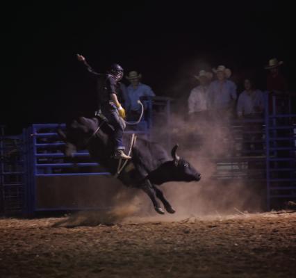 Pictured is a bull rider during the second annual Roundup for Jesus Rodeo in August of 2022. Kathleen Guill | Press-Leader